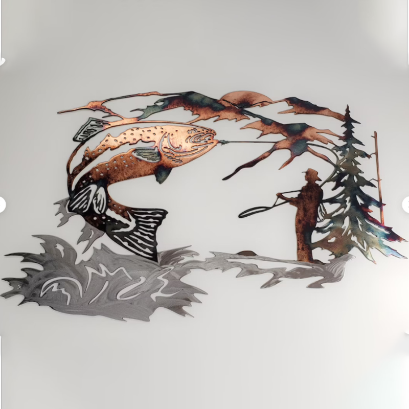 Solo Mallard Hunting & Trout Fishing Scene Creative Metal Wall Art Crafts | Bowlift
