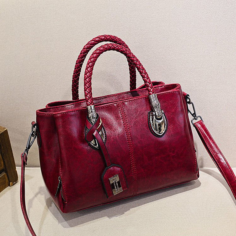 New handbags made of Boston oil wax leather, large soft leather tote bag