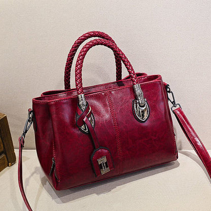 New handbags made of Boston oil wax leather, large soft leather tote bag