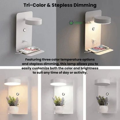 Skanto | LED Wall Lamp with Shelf | Soft Glow, Modern Design & Ideal for Creating a Festive Atmosphere in the Bedroom
