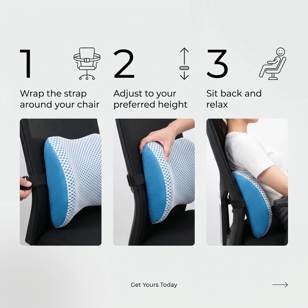 BowLift | Lumbar Support Pillow CoreComfort – Orthopedic Memory Foam Back Cushion for Healthy Posture