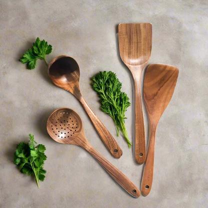 Skanto | Skanto TeakChef Kitchen Set – Sustainable Antibacterial Kitchen Utensils Made from Teak Wood