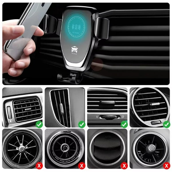Skanto | Wireless Car Charger & Phone Mount - Fast Charger Holder for iPhone 14 and All Smartphones