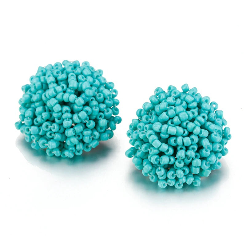 Skanto | Handmade Multicolor Pearl Pompom Stud Earrings