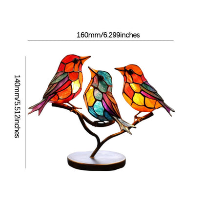 BowLift |Bird on Branch Metal Painted Desktop Ornament