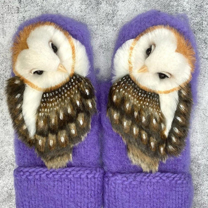 BowLift | Hand Knitted Wool Nordic Mittens With Owls