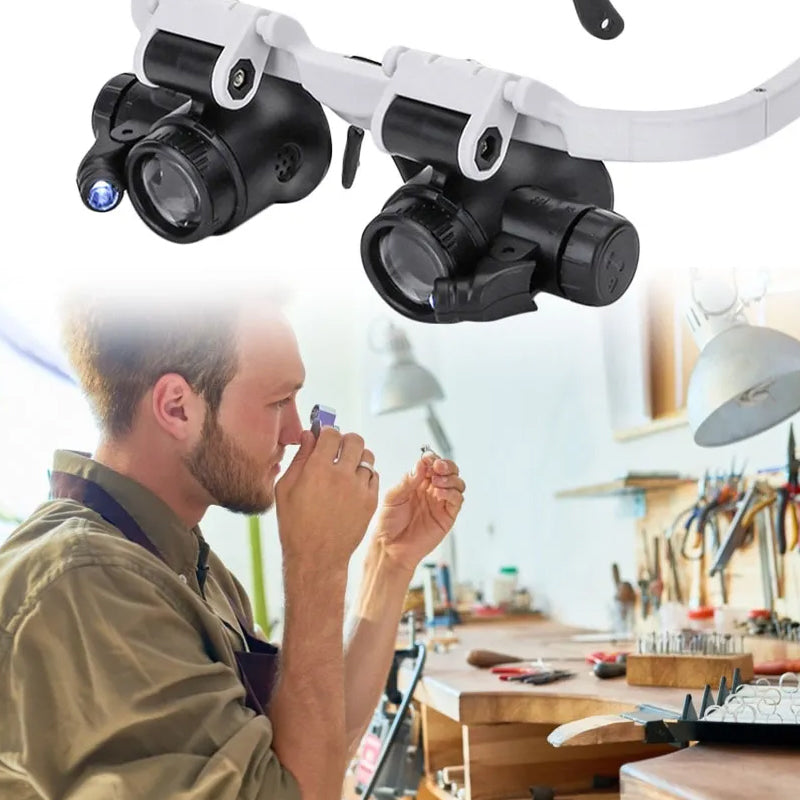 Magnifying Glasses with LED Lamp for Double Eyes