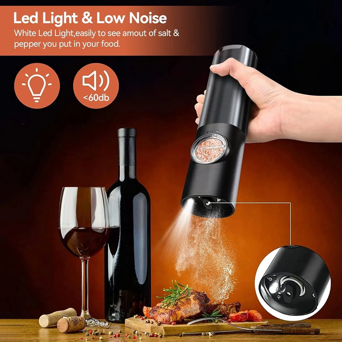 Skanto | Noble Electric Salt and Pepper Grinder with Battery