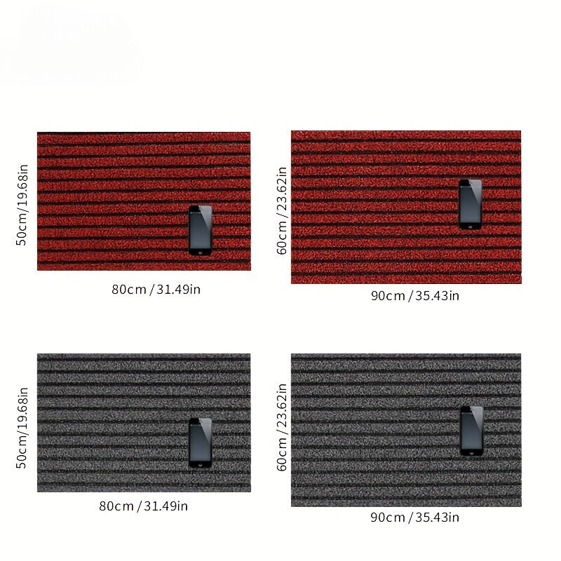 All-weather doormat – Wear-resistant striped doormat, non-slip, stain- and fade-resistant, flat mat for indoor and outdoor use