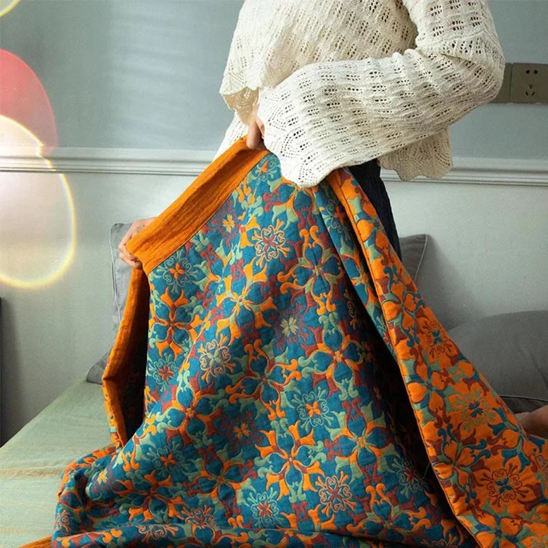 BowLift | Orange & Blue Pattern Six-Layer Cotton Quilt - TerraLoom