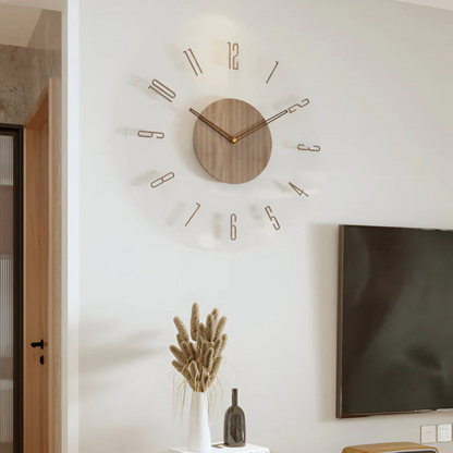 Skanto | Silent Wall Clock Wood Light – Modern Acrylic Design Clock for Living Room