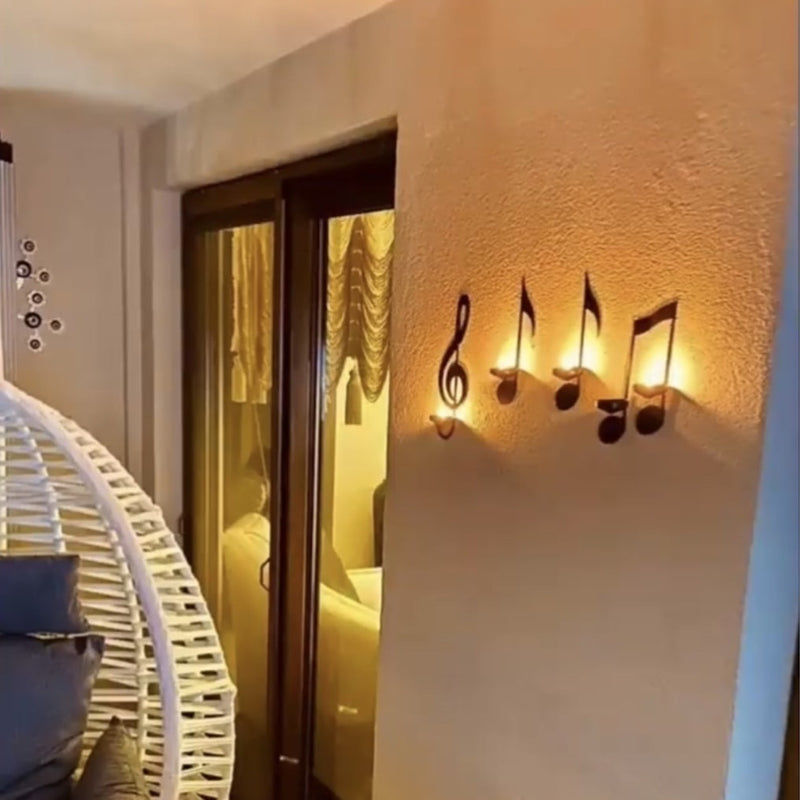 Black Music Note Wall Light Bowlift