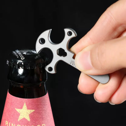 BowLift | Titanium Cross Multi-Tool Keychain - Portable Pry Bar, Bottle Opener & Serrated Necklace