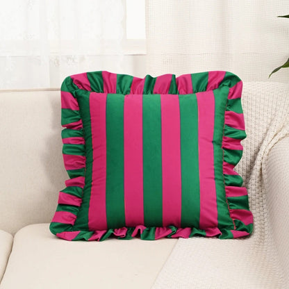 BowLift | Retro Striped Ruffle Cushion Cover
