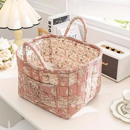 Norvo | Floral Canvas Storage Basket for Home Organization