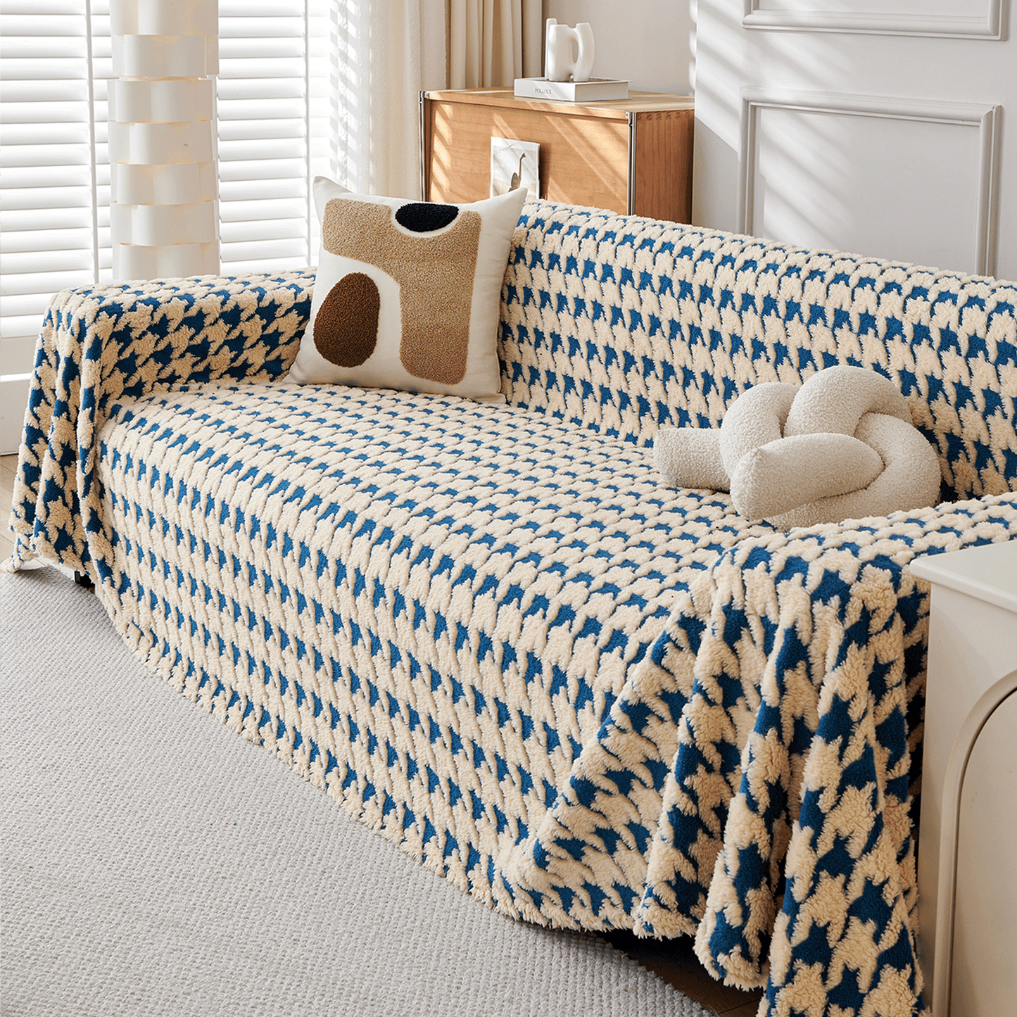 Cozy Houndstooth Sofa Cover - Modern, stylish and durable sofa protector | Karnz