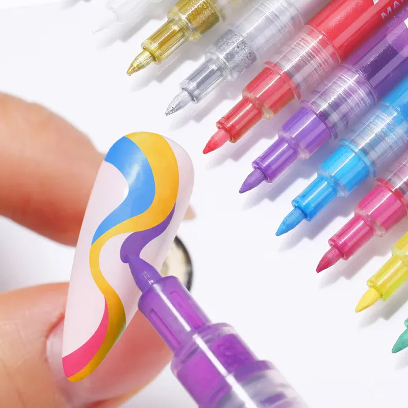 Skanto | 12-Color Ultra-Thin Curved Nail Pen
