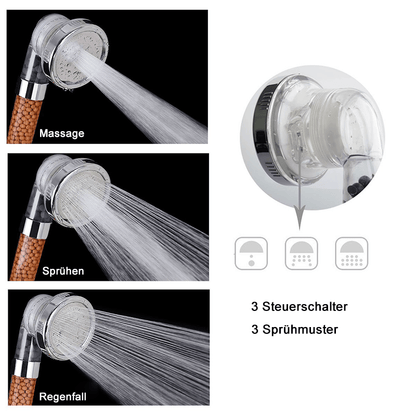 Premium shower head and handheld shower with ion filter, water-saving and with adjustable water pressure