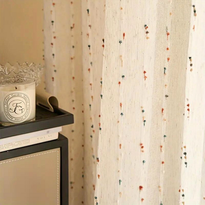 BowLift | Sugar Bean Rainbow Embroidered Tulle Curtain Panel