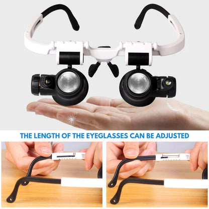 Headband magnifier with 8x, 15x, and 23x magnification.