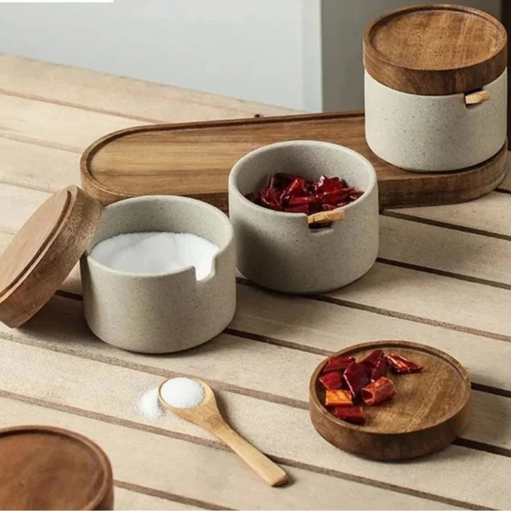 Skanto | Rustic Ceramic Spice Jar Set