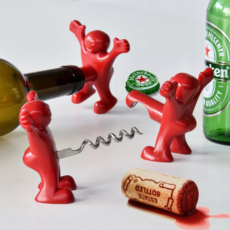 Happy Man Corkscrew - Bottle Opener, & Wine Stopper | Bowlift