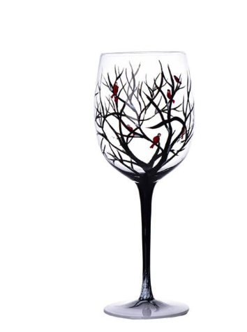 Skanto | Four Seasons Tree Wine Glasses – Hand-Painted Art