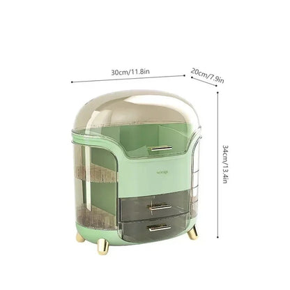 Luxury Transparent Makeup Organizer with Rotating Doors and Drawers | Kalsten