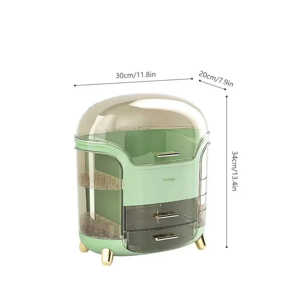 Luxury transparent Make-up Organizer with rotating doors and drawers | Brehn