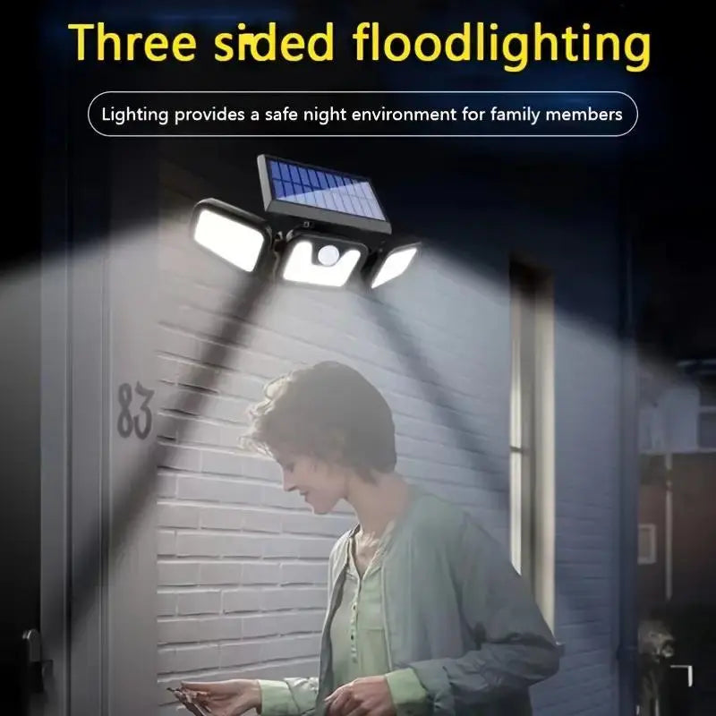 Skanto | Solar LED Floodlight with Motion Sensor – 3-Beam Outdoor Lighting for Garden, Driveway, and Garage
