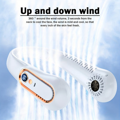 Stay cool and comfortable with this USB-rechargeable neck fan with 5 speed levels - digital display and bladeless! | Brehn