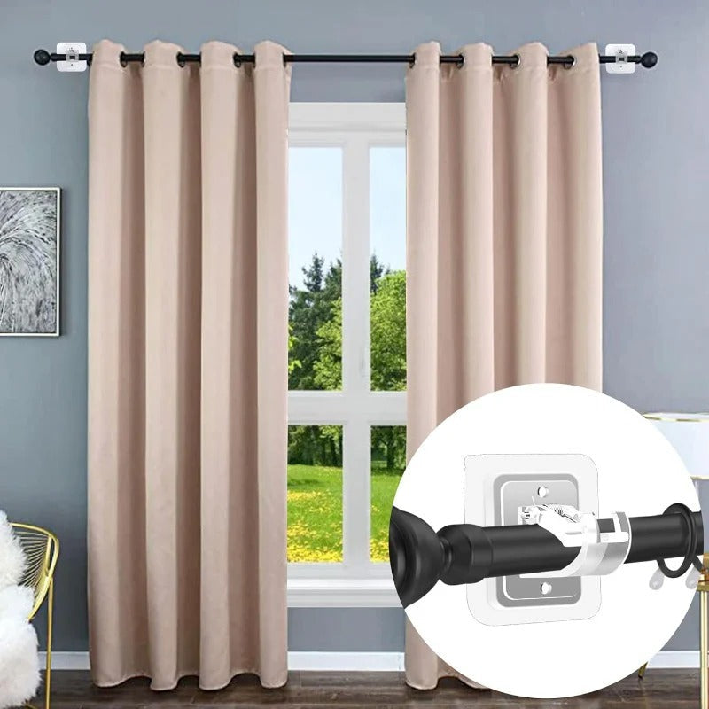BowLift | Nail-Free Adjustable Curtain Rod Bracket Holders – Drill-Free & Wall-Safe
