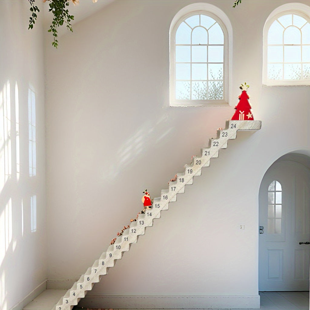 Skanto Skanto | Wooden Advent Calendar – 24-Day Countdown Ladder for Table Decoration