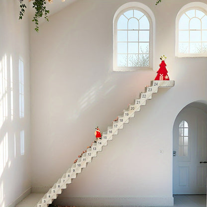 Skanto Skanto | Wooden Advent Calendar – 24-Day Countdown Ladder for Table Decoration
