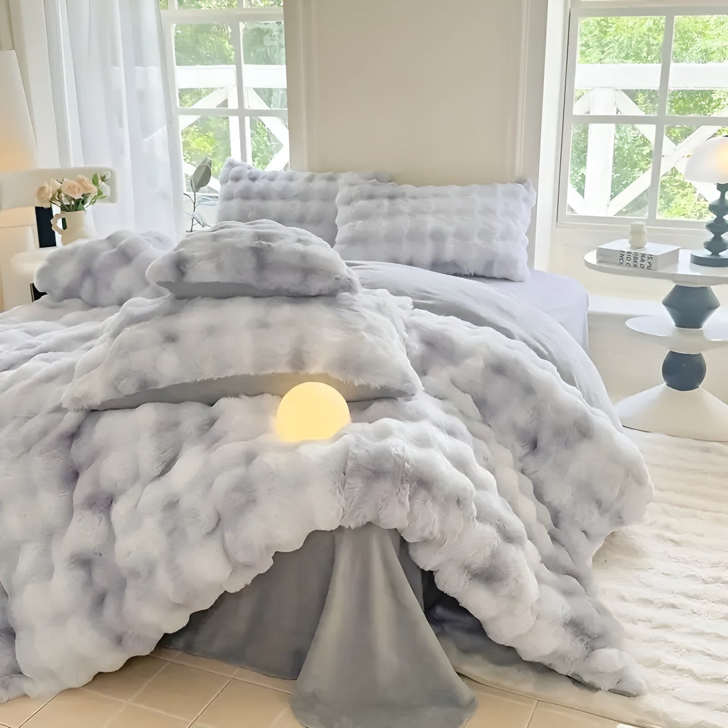 Cozy Plush Bedding Set – Warm and Soft for Autumn & Winter | ReversiBowlifte Design in Rabbit Fur & Milk Velvet | Bowlift
