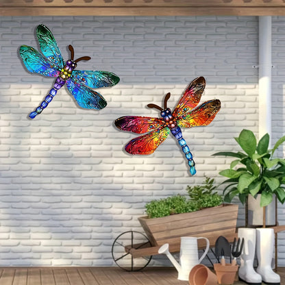 Skanto | 1/2 Pcs Lively Dragonfly Wall Art Made of Metal – Artistic Outdoor Decoration for Gardens, Homes, and Events – Durable, Versatile, and Eye-Catching – A Perfect Gift Idea for Any Occasion