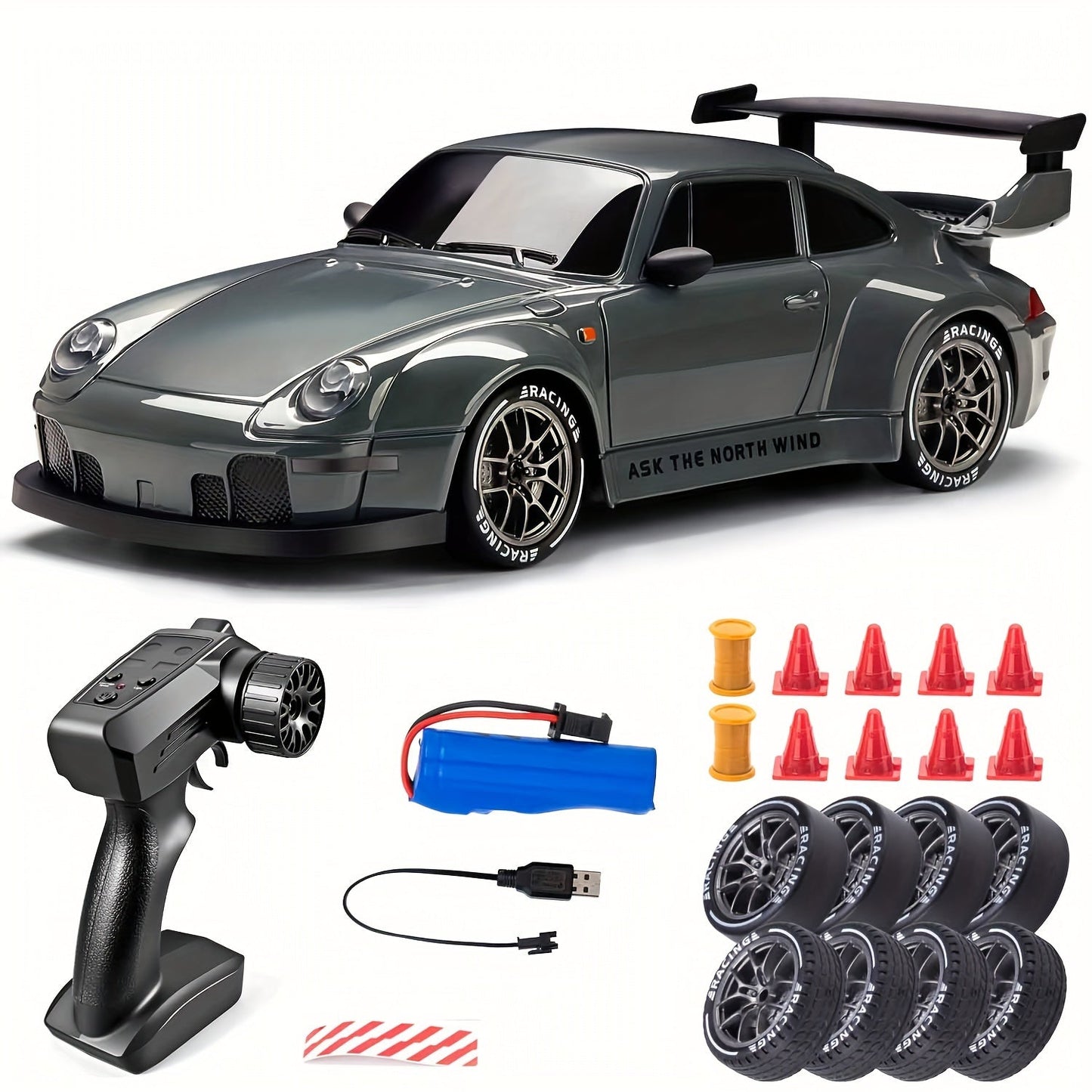 Skanto | Ultimate 1:24 RC Drift Car with LED Wheels – Rechargeable 4WD Racing Toy