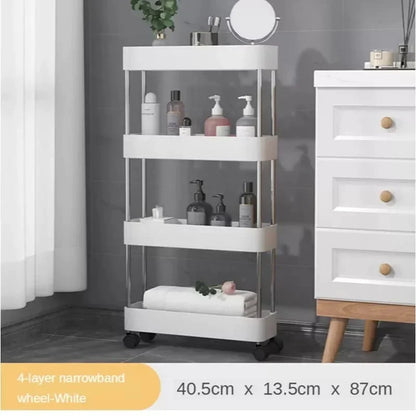 4-Tier Slim Storage Cart Kitchen Bathroom Mobile Shelf with Rolling Wheels Karnz