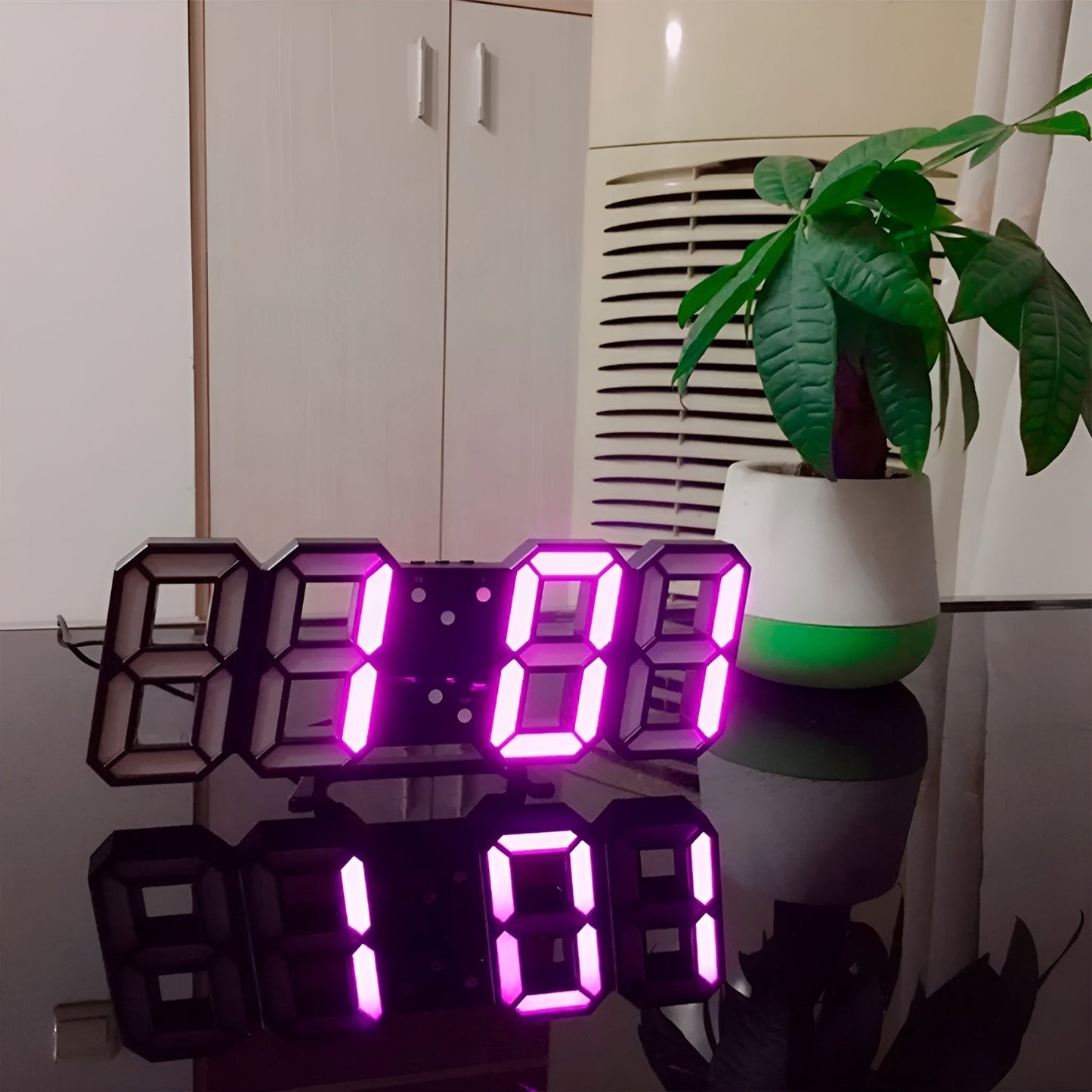BowLift | PixelTime Clock – Modern 3D LED Digital Wall Clock with Temperature, Date & Alarm