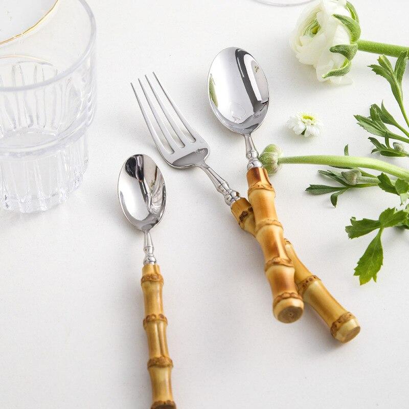Arashiyama Bamboo & Stainless Steel Cutlery Set – Natural Elegance | Brehn