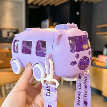 BowLift | 500 ml Drinking Bottle in Bus Shape – Leak-proof with Straw & Strap