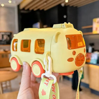 BowLift | 500 ml Drinking Bottle in Bus Shape – Leak-proof with Straw & Strap