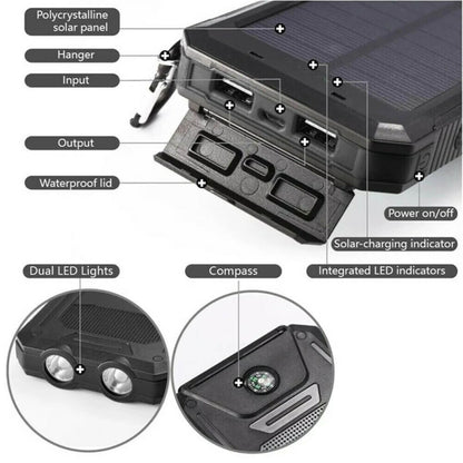 Skanto | Solar Power Bank Waterproof Dual USB Charger