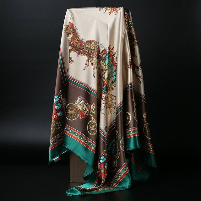 Skanto Skanto | Large Square Scarf Simulated Silk Scarf Versatile Scarf Scarf