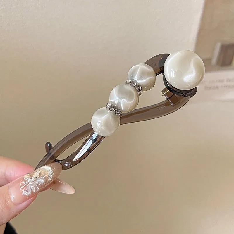 Elegant Rose Pearl Twist Hair Clip Bowlift