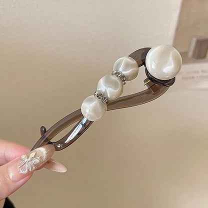 Elegant Rose Pearl Twist Hair Clip Bowlift