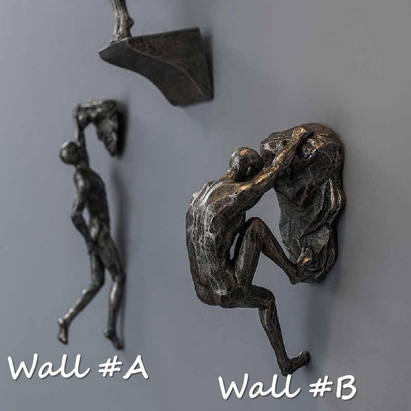 BowLift | Wall Climbing Man Sculpture | Modern Resin Wall Art Decor | Creative Hanging Statue