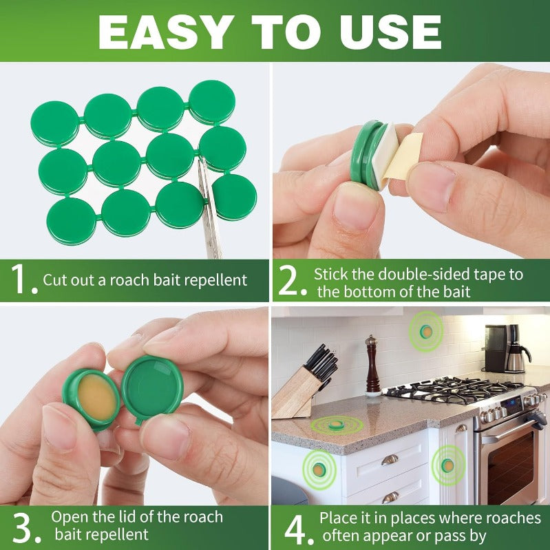 Roach Bait Discs, 24-Pack with Enclosed Housing for Indoor Placement