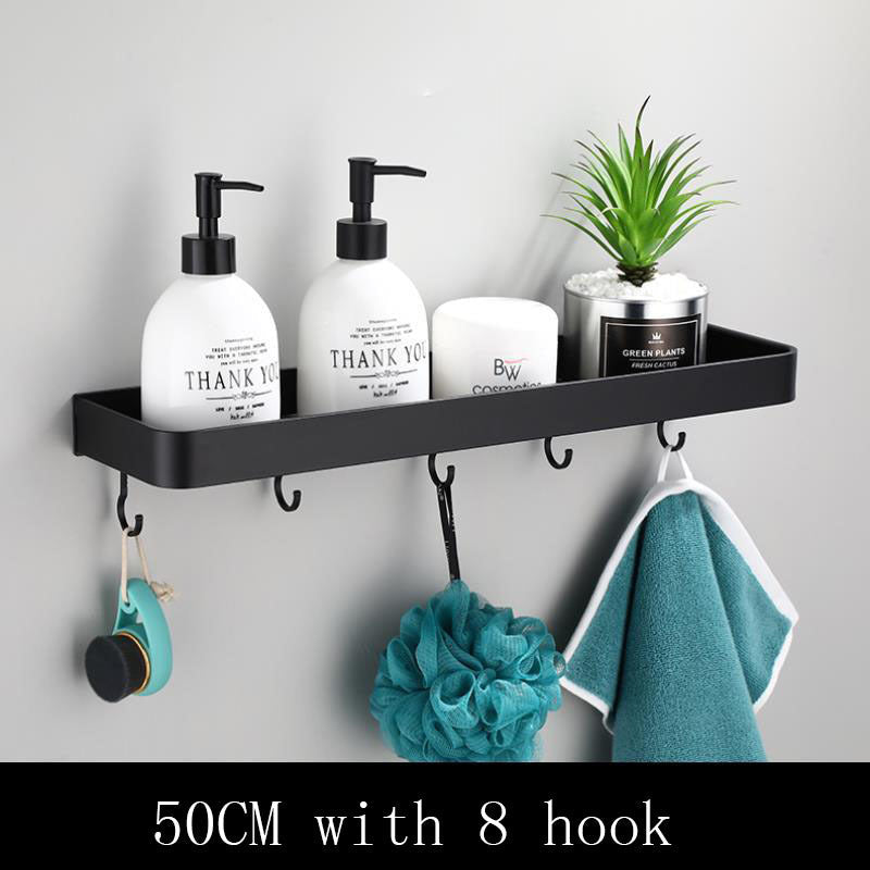 Black Aluminum Wall-Mounted Bathroom Shelf | Karnz