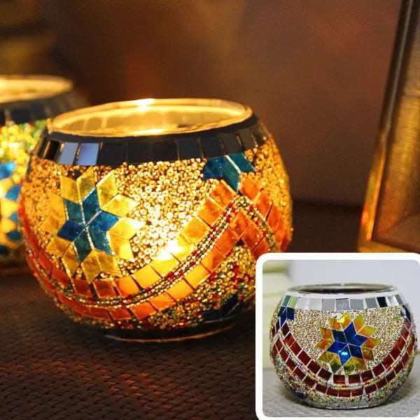 Skanto | Mosaic Glass Candle Holder for Home Decor